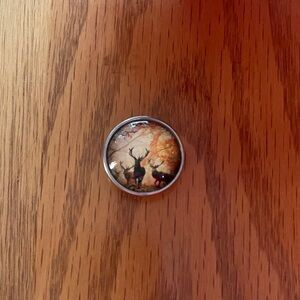 Deer Silhouette Snap Jewelry Button with Autumn Scene 🌺